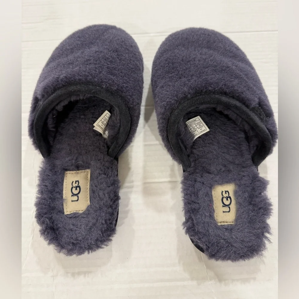 UGG FLUFFETTE True Womens Size 9 Navy Blue Slip On Slippers Shoes 1102594 - Picture 3 of 11
